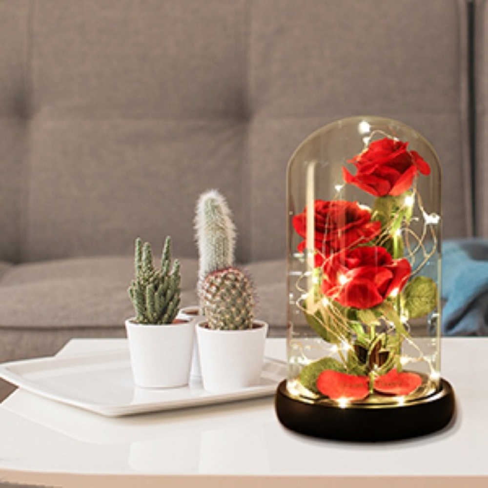 Rose flower glass decoration